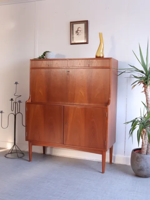 MidCentury Teak Danish Desk Bureau Secretaire H.p. Hansen Drinks Cabinet Storage 2