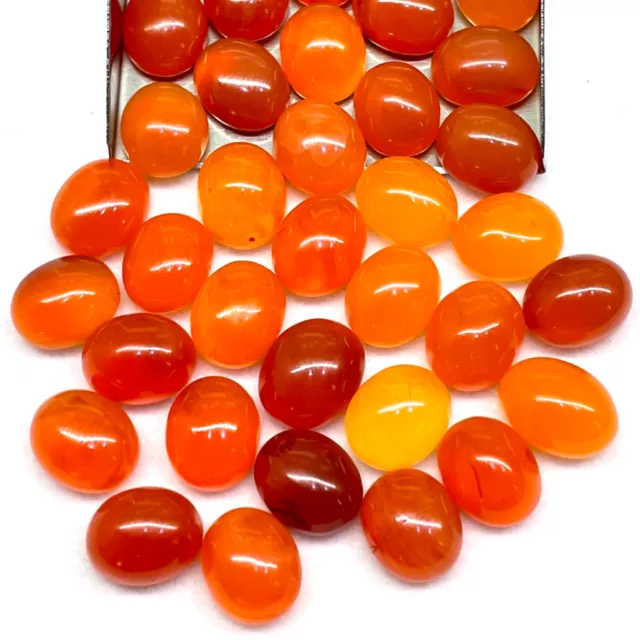 20 Pcs Natural Carnelian 11x9mm Oval Loose Cabochon Gemstones Wholesale Lot