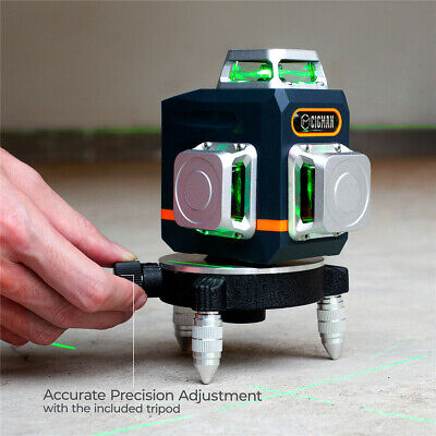 CIGMAN 3D Niveau Laser Rotatif 360 AutoNivelant 3D Lumière Verte 12 Lignes CM701