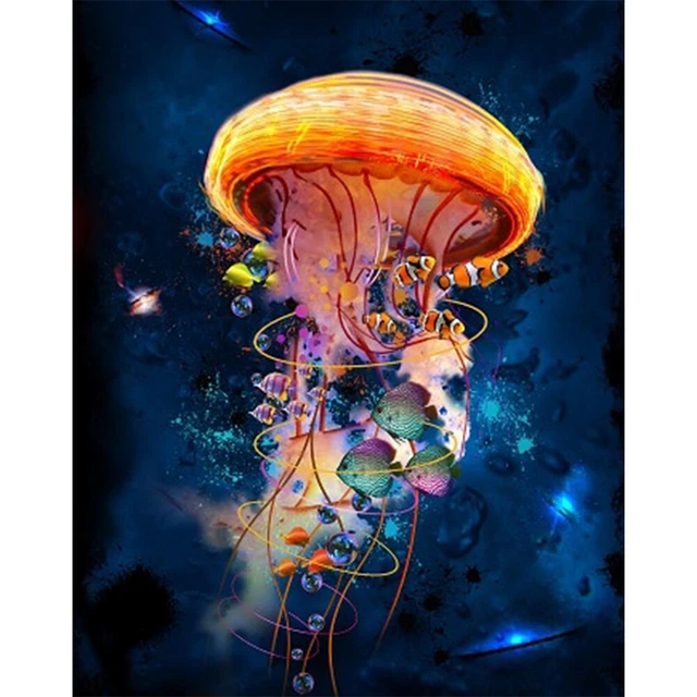 Jellyfish Pictures By Number DIY Arts Digital Coding Oil Painting Set No Frame