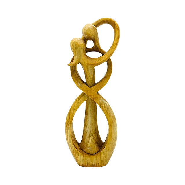 Estatuilla de amantes compacta ornamental de escritorio abstracta de madera para amantes escultura