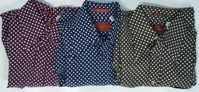 Sears Kings Road Perma Prest 3 Polka Dot M Medium 15 - 15 1/2 Vintage Shirt Trim