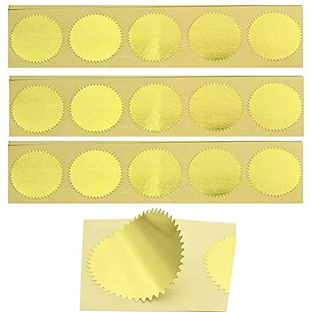 100Pcs Embossing Stickers Blank Metallic Gold Certificate Seals Embossed Foil