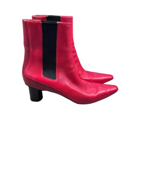 Rag & Bone 8.5 Jet Boot Leather Chelsea Ankle Bootie Fiery Red Heeled