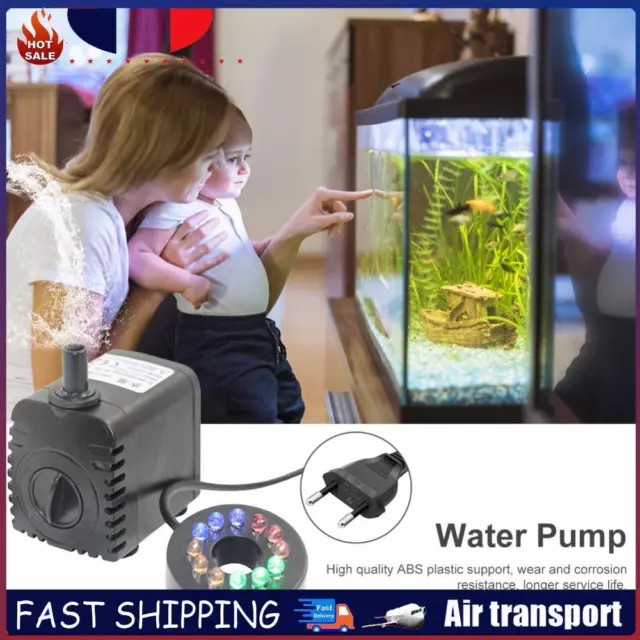 Submersible Water Pump Aquarium Fish Tank Fountain with 12 LED Light (EU) FR