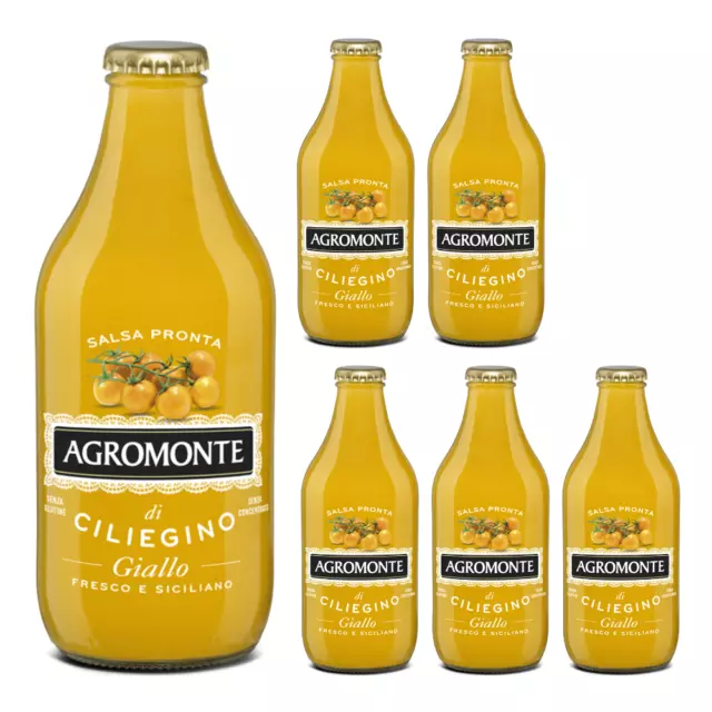 Agromonte Salsa Pronta di Ciliegino Giallo 6 Bottiglie da 330 grammi