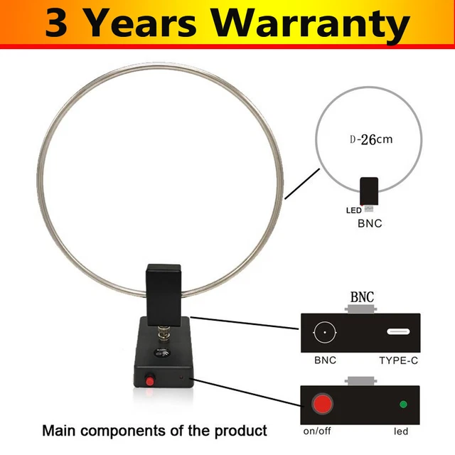AURSINC Portable Active Loop Antenne, HFDY 50KHz-500MHz HF AM FM VHF