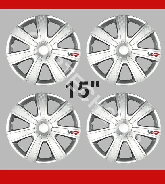 Finiture 15" x 4 ruote si adattano ai coprimozzo argento effetto carbonio FORD FOCUS FIESTA