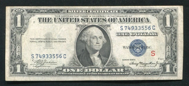 Fr. 1610 1935-A $1 One Dollar Silver Certificate “Experimental S” Very Fine+