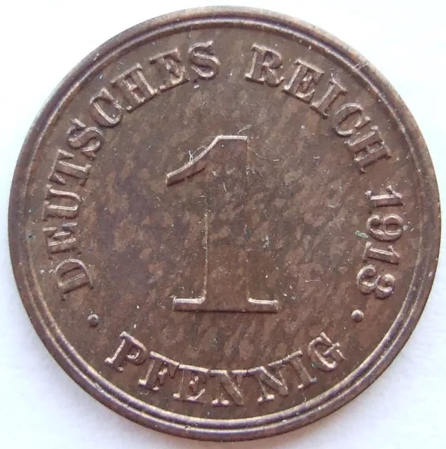 Moneta Reich Tedesco Impero Tedesco 1 Pfennig 1913 G IN Uncirculated