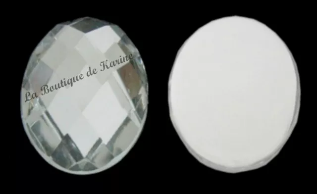 20 PERLES STRASS CABOCHON OVALE A COLLER ACRYLIQUE TRANSPARENT 13 X 18 mm