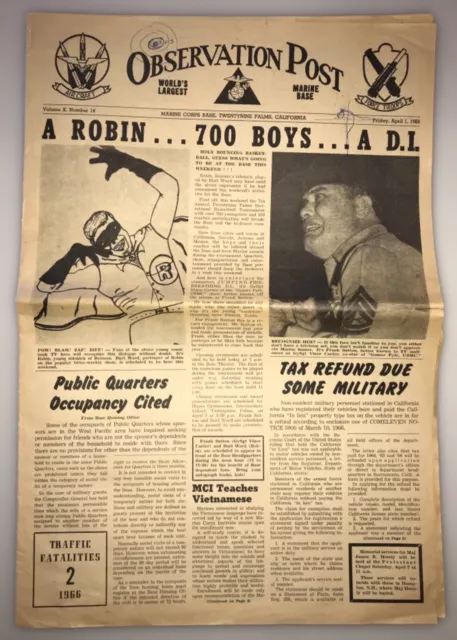 1966 Batman & Robin Burt Ward USMC Observation Post Newspaper Vietnam era 4/1/66