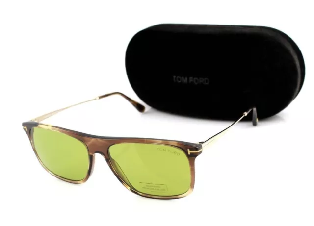 New TOM FORD MAX-02 Brown Melange Green Glass Lens Sunglasses TF 588 FT 0588 47N