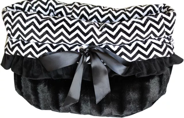 Black Chevron Snuggle Bugs Pet Bed, Carrier Bag, Car Seat All-in-One