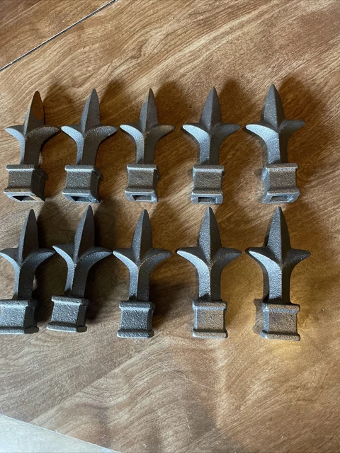 10 Vintage Cast Wrought Iron Gate Fence Post Top Topper Lafleur Spike Finials