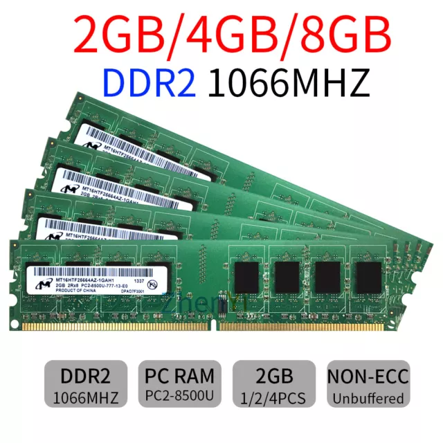 8GB 4GB 2G PC2-8500 DDR2 1066MHz 240Pin DIMM Desktop Memory OC RAM Micron LOT BT