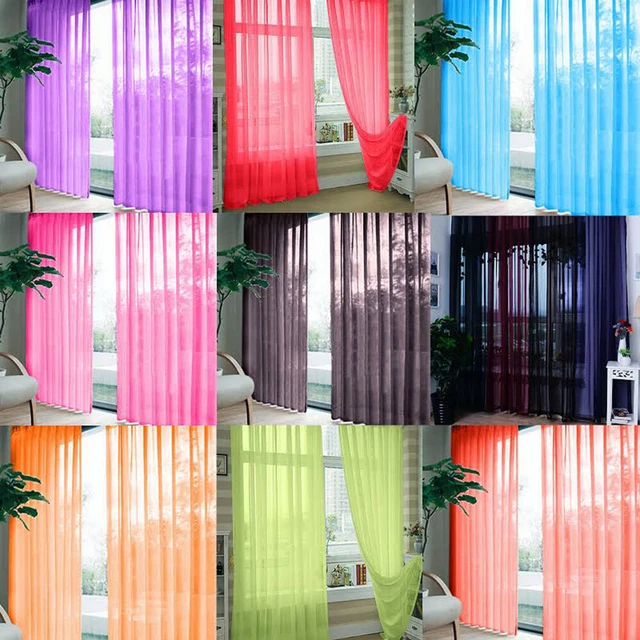 1 Pièce De Rideau De Fenêtre Transparent En Fil De Verre Transparent Drape .