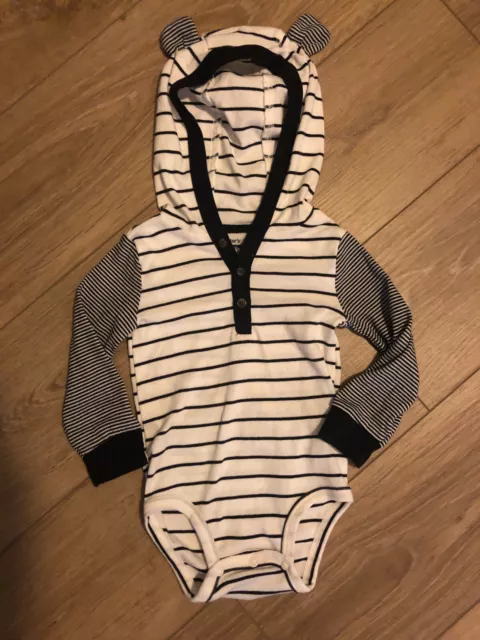 Bébé garçon, 12 mois, Carter's à capuche rayée monobloc EUC !