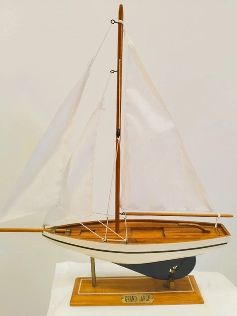 aubaho Maquette de bateau à voile yacht en bois bateau bateau voilier 85 cm sans kit