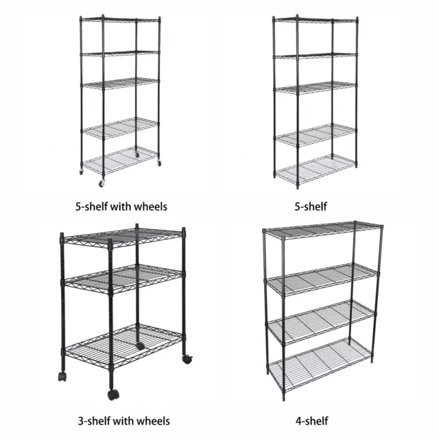 3/4/5-Tiers Metal Storage Rack Wire Shelving Unit Heavy Duty Storage Shelves