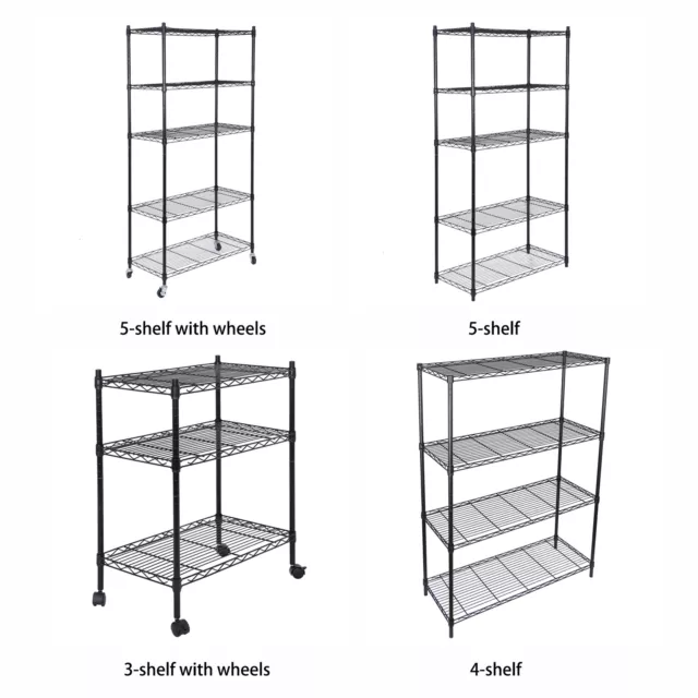 Heavy Duty 3/4/5-Tiers Metal Storage Rack Wire Shelving Unit Storage Shelves