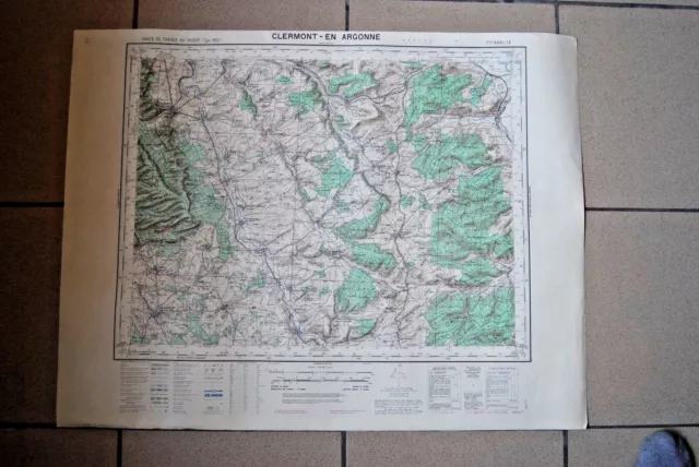 T1 Carte France CLERMONT EN ARGONNE 1953 plan 1/50000 type 1922 n°2 old map