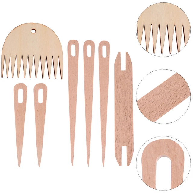 1 Set Handwebstuhl Stick Crochet Needle Weaving Comb Shuttles Weaving Stick aus