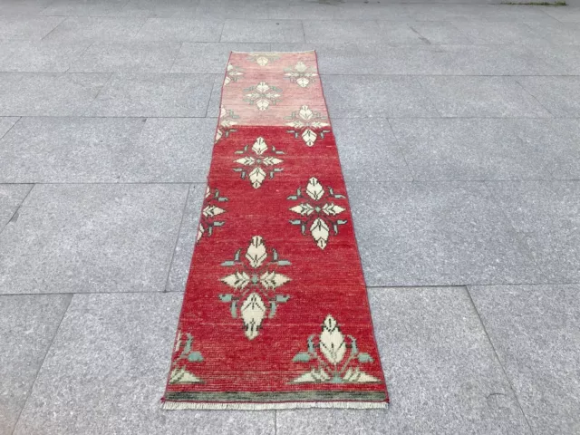 Clearance Turkish Vintage Runner Wool Antique Handmade Tiny Runner Rug Sale 3