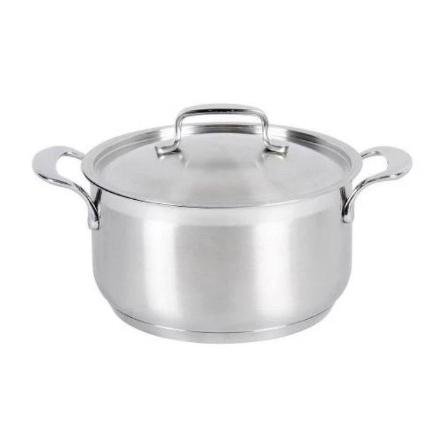 (TG. 20 cm) Krüger Karl Casseruola Fonda in Acciaio Inox con Coperchio in Vetro