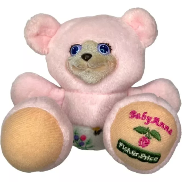 Vintage Fisher Price Briarberry Baby Anna Bear Plush Stuffed Animal Pink 1999