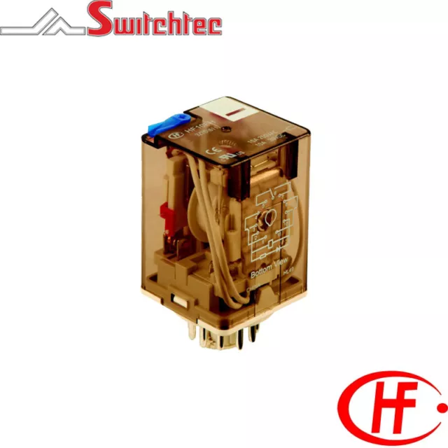 Hongfa HF10FH Series 2 Pole 10A Industrial Octal Plug in relay 8 Pin 12VDC Coil