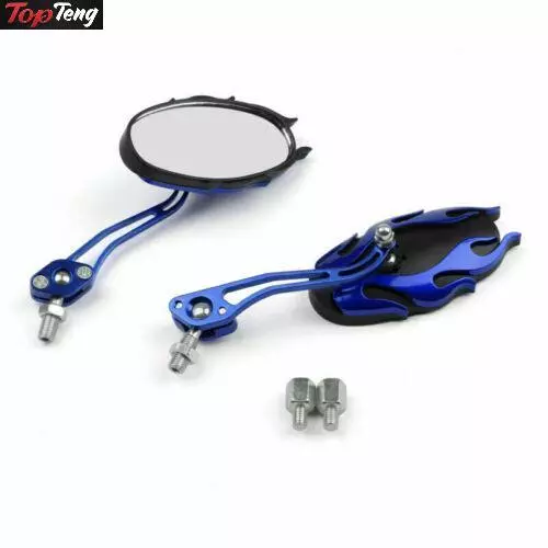 Universal Motorcycle Rearview Mirrors Rear View Mirror 8mm 10mm Blue CN