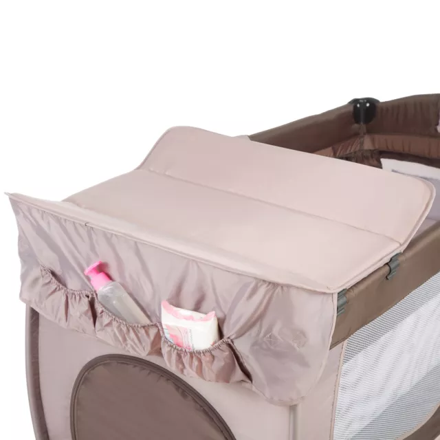 Lit bébé pliant Lit de voyage réglable + Sac de Rangement 132x75x104cm chocolat 2