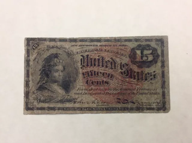 ~ FR 1271 4th Issue 15 Cents Bust of Columbia US Fractional Currency Note