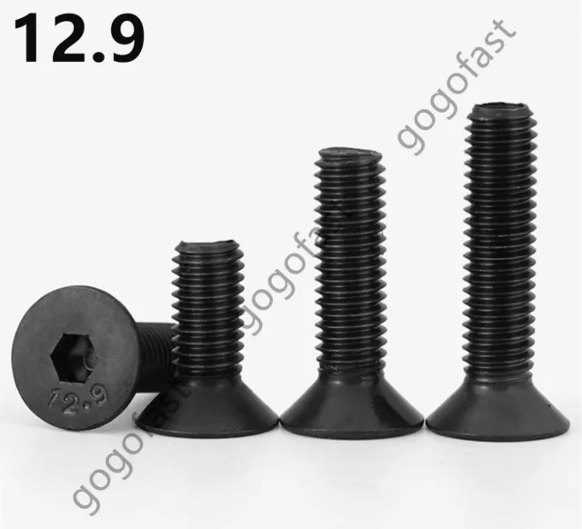 M3 M4 M5 M6 M8 M10 Black 12.9 Steel Hex Socket Bolt Countersunk Flat Head Screws