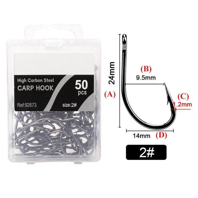 Professional Grade Barbed Hooks for Carp Fishing High Carbon Steel (50pcs)