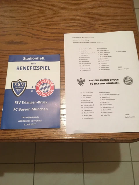 Programme Stade FSV Erlangen-Bruck Vs FC Bayern Munich - Match Caritatif 2017