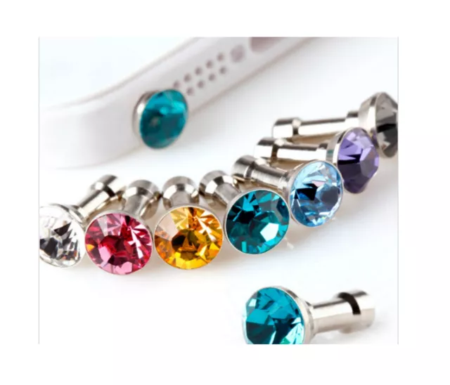 TAPPO ANTI POLVERE DIAMANTE presa jack 3,5 per IPHONE 6 5 4 SAMSUNG GALAXY plug