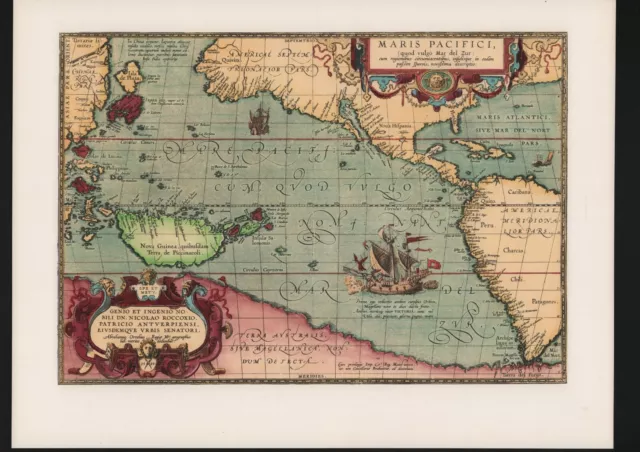 Landkarte map 1981: Karte des Pazifischen Ozeans. Abraham Ortelius, Antwerpen 15