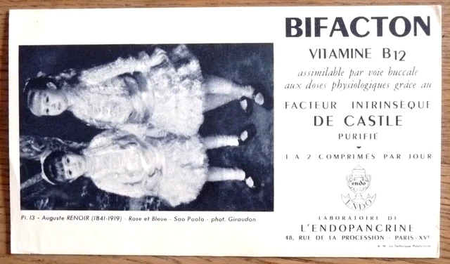 Buvard - Bifacton Vitamine B12 - A. Renoir Rose Et Bleue - Sao Paolo - Giraudon