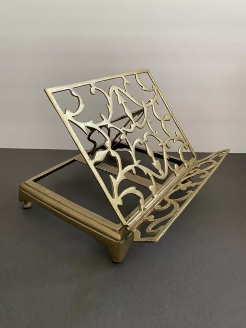 Vintage Brass Adjustable Folding Sheet Music Book Holder Bible Stand