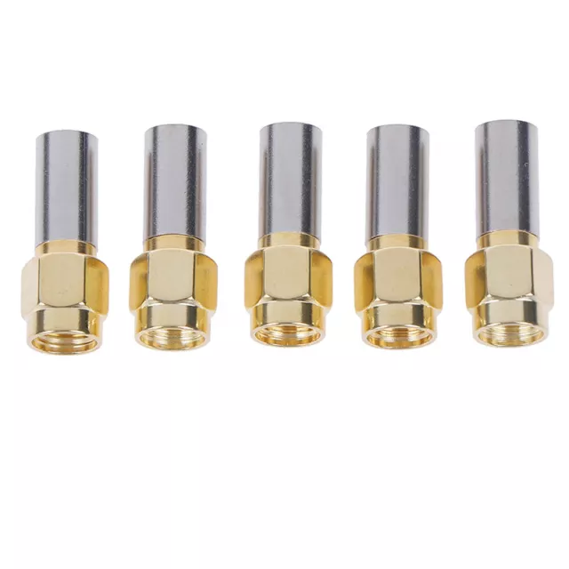 5pcs SMA Male Plug RF Coaxial Connector Crimp For RG58 RG142 RG400 LMR19H_FM