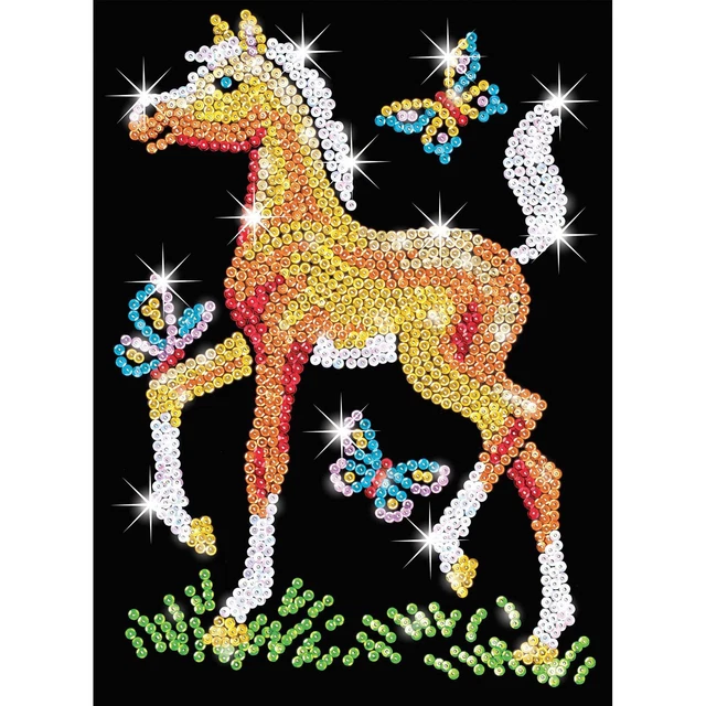 Bonita Caballos Sequin Artículo Imagen 28x37x4cm Niño Pailletten-Steckbild Potro