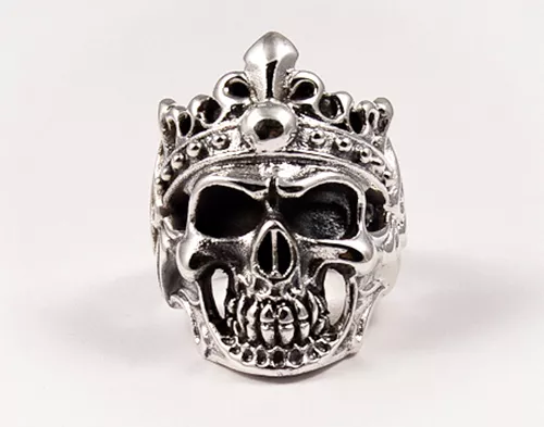 Skull With Crown Ring Sterling Silver 925