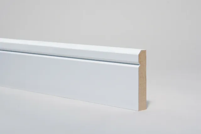 Skirting Board  White Primed MDF  Chamfered V Groove 94 x 14 x 2700mm