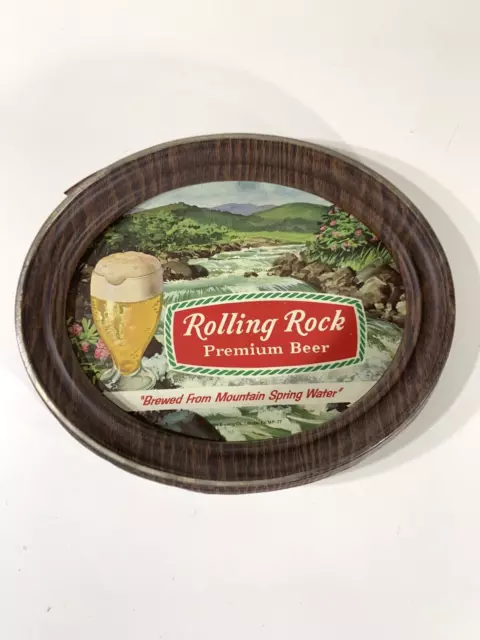 VTG Rolling Rock Premium "Brewed From Mountain Spring Water" Plastic Beer Sign