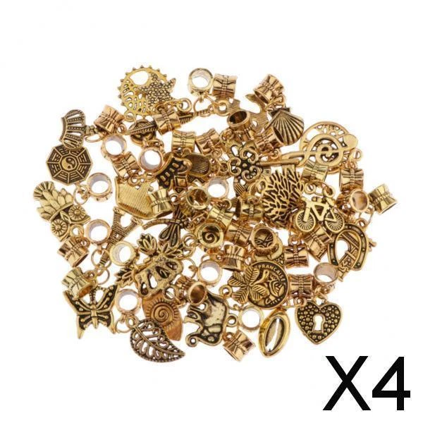 4X Lot 40x Pendentifs Charms Doré Antique Accessoires Perles pour Bijoux DIY
