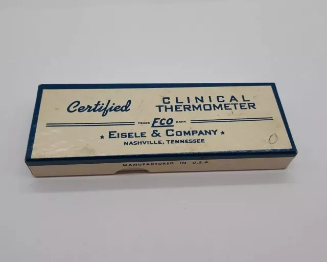 Vintage Certified Clinical Thermometer 183 Eisele & Company Glass Service Oral