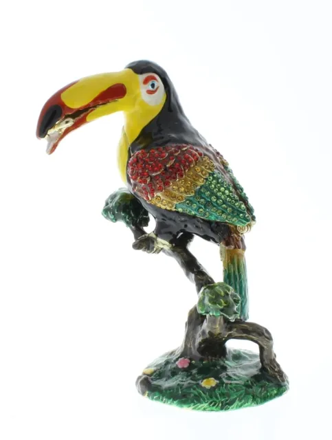 Jeweled Extinct Toucan Colorful  Bird Ciel Collectible Hinged Trinket Box