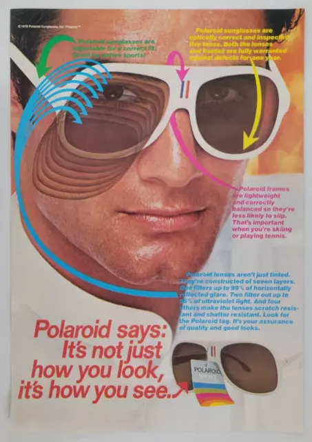 Polaroid Sunglasses Tinted Lenses UV Protection 1979 New Yorker Ad 7.5x11.5"